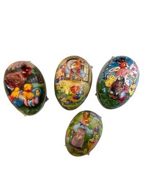 ✨NWT Vintage Nestler Paper Mache Easter Eggs Bunny Rabbit Made in Germany